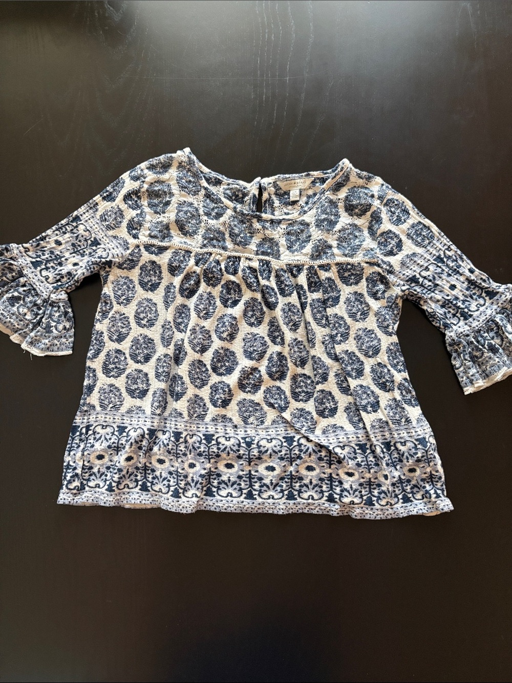 Lucky Brand Blue and White Printed Tunic Top